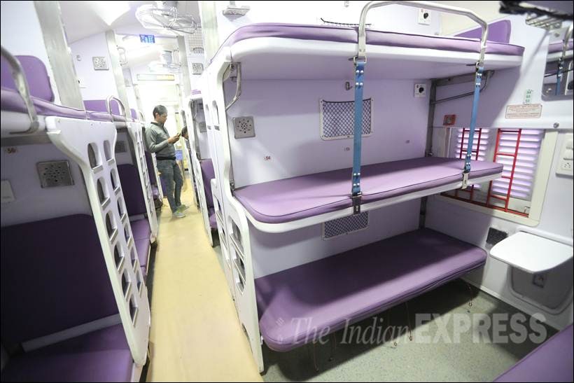 indian railway, new train coaches, New railway Coaches, indian Railway pic, indian railway photos, refurbished coaches, improved interior, safety measures, new toilet modules, Sleeper Classes bogies, AC Compartments, new coaches