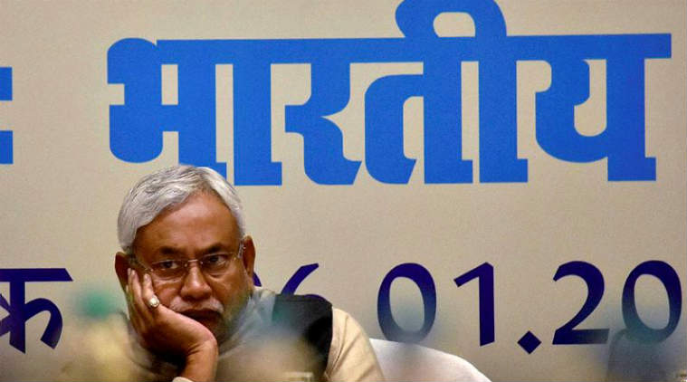 Bihar Chief Minister Nitish Kumar at 54th review meeting of State Level Bankers Committee in Patna on Wednesday. (PTI Photo)
