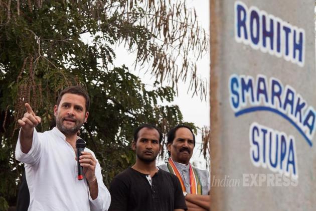 Rahul Gandhi, Rahul Gandhi rohith vemula, rohith vemula, dalit scholar suicide, dalit boy suicide, dalit student suicide, rohith vemula suicide, rohith vemula suicide letter, bandaru dattatreya, smriti irani, congress, india news