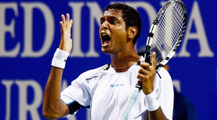 Ramkumar Ramanathan after defeating Alexander Kudryavtsev, ranked 84 places above him. (Source: PTI)