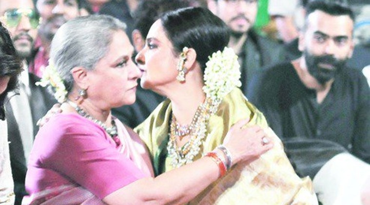 Rekha Hugs Jaya Bachchan After Amitabh Bachchan Wins Best Actor Award ...