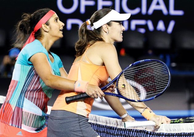 australian open, australian open 2016, australian open tennis, australian open tennis 2016, sania mirza martina hingis, sania mirza, martina hingis, Sania Mirza photos, martina hingis photos, sania mirza martina hingis photos, Sania mirza in australian open photos, martina hingis in australian open photos