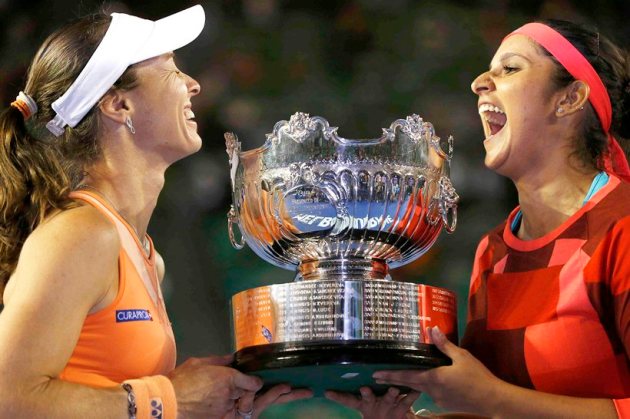 australian open, australian open 2016, australian open tennis, australian open tennis 2016, sania mirza martina hingis, sania mirza, martina hingis, Sania Mirza photos, martina hingis photos, sania mirza martina hingis photos, Sania mirza in australian open photos, martina hingis in australian open photos