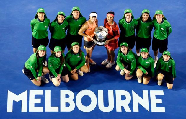 australian open, australian open 2016, australian open tennis, australian open tennis 2016, sania mirza martina hingis, sania mirza, martina hingis, Sania Mirza photos, martina hingis photos, sania mirza martina hingis photos, Sania mirza in australian open photos, martina hingis in australian open photos
