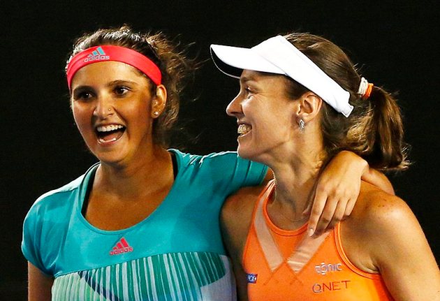 australian open, australian open 2016, australian open tennis, australian open tennis 2016, sania mirza martina hingis, sania mirza, martina hingis, Sania Mirza photos, martina hingis photos, sania mirza martina hingis photos, Sania mirza in australian open photos, martina hingis in australian open photos
