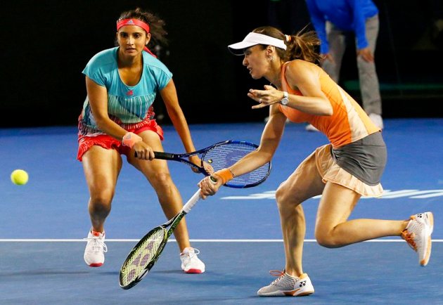 australian open, australian open 2016, australian open tennis, australian open tennis 2016, sania mirza martina hingis, sania mirza, martina hingis, Sania Mirza photos, martina hingis photos, sania mirza martina hingis photos, Sania mirza in australian open photos, martina hingis in australian open photos