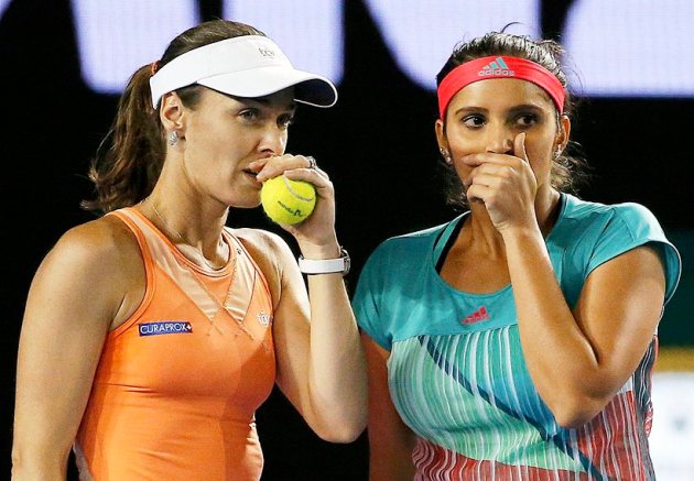 australian open, australian open 2016, australian open tennis, australian open tennis 2016, sania mirza martina hingis, sania mirza, martina hingis, Sania Mirza photos, martina hingis photos, sania mirza martina hingis photos, Sania mirza in australian open photos, martina hingis in australian open photos