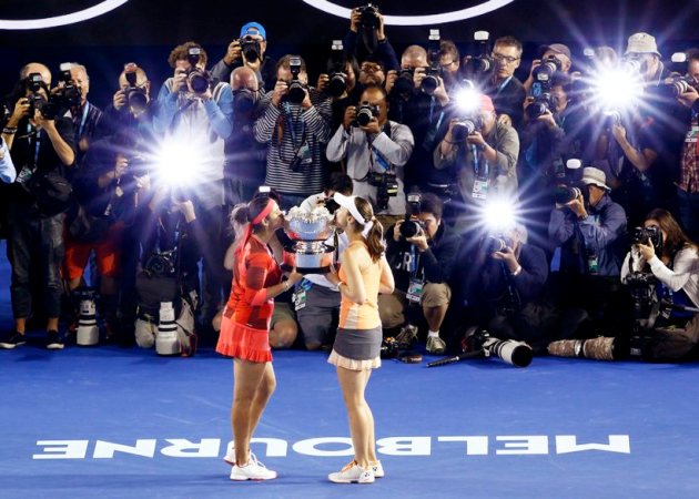 australian open, australian open 2016, australian open tennis, australian open tennis 2016, sania mirza martina hingis, sania mirza, martina hingis, Sania Mirza photos, martina hingis photos, sania mirza martina hingis photos, Sania mirza in australian open photos, martina hingis in australian open photos