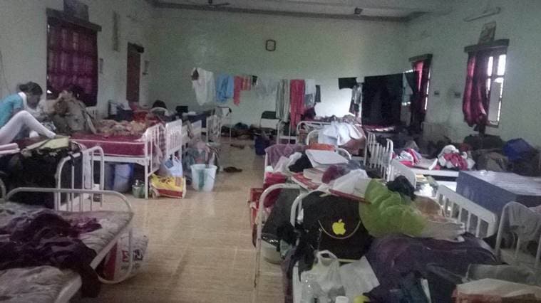 The inpatient ward where girl students sheltered in the night. Express Photo/Arun Janardhanan