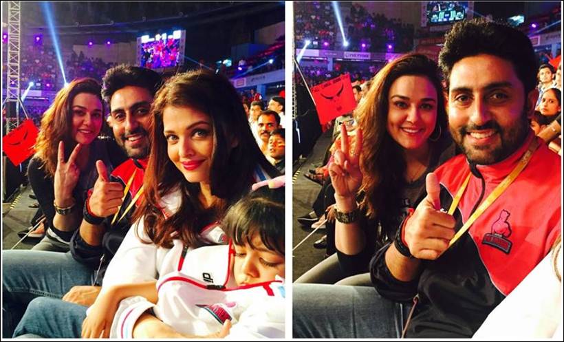 aishwarya rai bachchan, abhishek bachchan, aaradhya, aaradhya bachchan, pro kabaddi league, kabaddi match, jaipur pink panthers, aishwarya, aishwarya rai pics, abhishek pics, aishwarya abhishek pics, aaradhya pics, entertainment