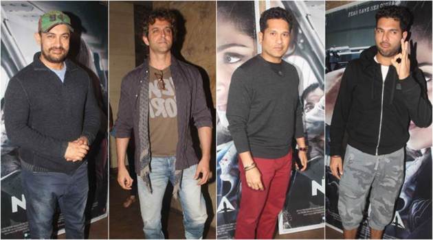 neerja screening, sonam kapoor, sonam neerja, sachin tendulkar, yuvraj singh, anil kapoor, aamir khan, hrithik roshan, aamir at neerja screening, sonam kapoor pics, aamir pics, hrithik roshan pics, twinkle khanna, entertainment