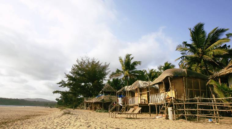 India, Goa, beach huts on Agonda Beach