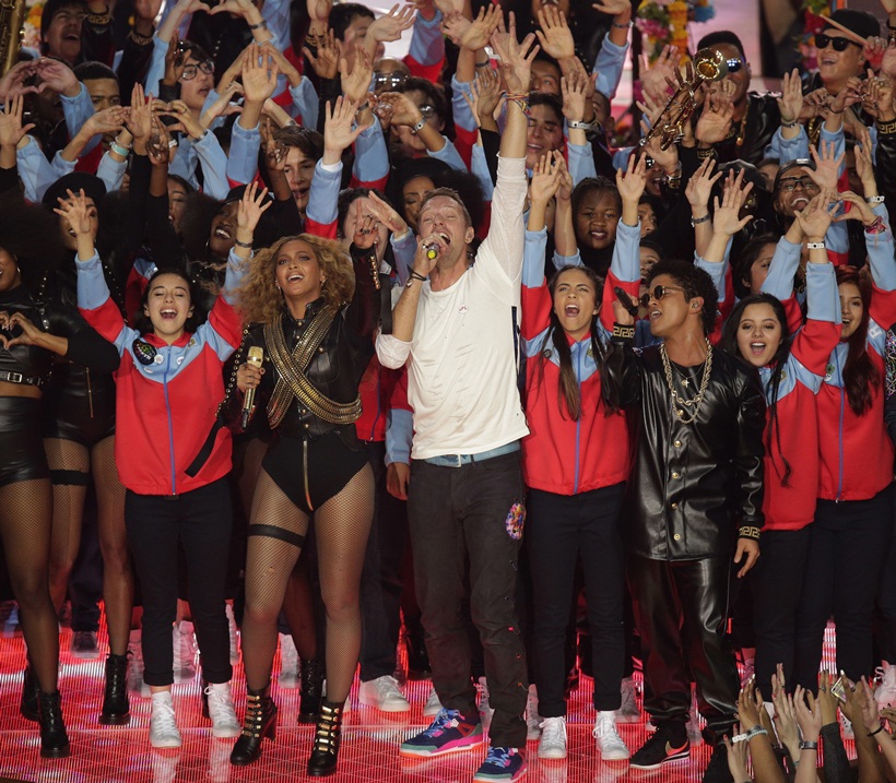 Beyonce, Coldplay, Bruno Mars