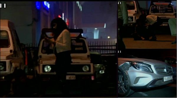 Drunk Delhi girl creates ruckus on the roads of Delhi's Cannaught Place/ Twitter: ANI