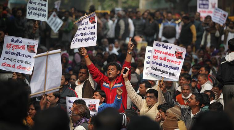 MCD strike, Sanitation workers strike, Delhi workers strike, salary strike Delhi, salary payment, Arvind Kejriwal, AAP, MCD Delhi, Delhi municipal corporation, Majdoor sangh