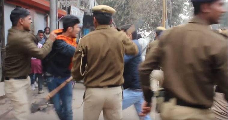 Delhi Police, delhi police video, police assaults students, delhi, police video, Rohith Vemula Delhi police, delhi police protest, student protest rss, rss delhi police, delhi police lathi charge,