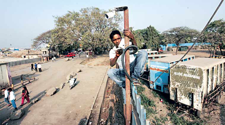 The civic body also installed 10 CCTV cameras at the dumping ground on Wednesday. (Express Photo by: Vasant Prabhu)