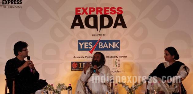 Express Adda, Sri Sri Ravi Shankar, Prasoon Joshi, Vandita mishra, Express Adda Sri Sri Ravi Shankar, Express Adda pics, #ExpressAdda, Express Adda Photos