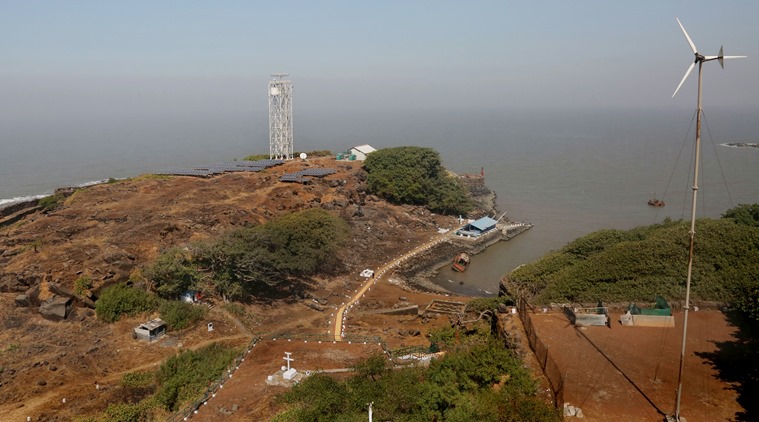 A view of the Kanhoji Angre island from the lighthouse. (Express photo by Amit Chakravarty)