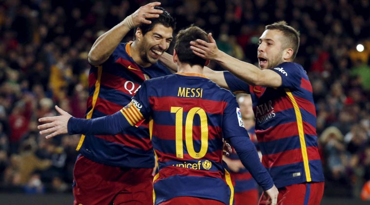 Lionel Messi penalty pass sets up Luis Suarez hat-trick, Barcelona win ...