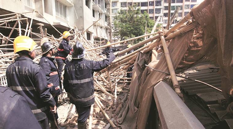 scaffolding collapse, killed one, Borivli’s Chaugule Nagar, Ekdant, Vinayak Chaugule, mumbai news