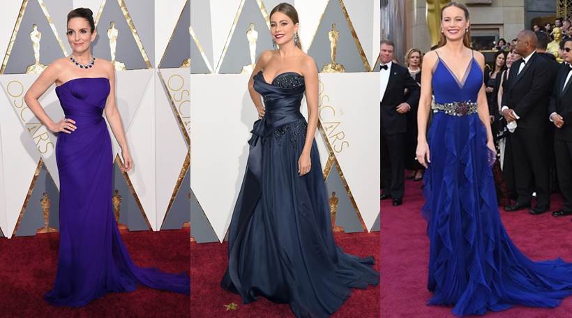 Red carpet fashions: blues at the Oscars