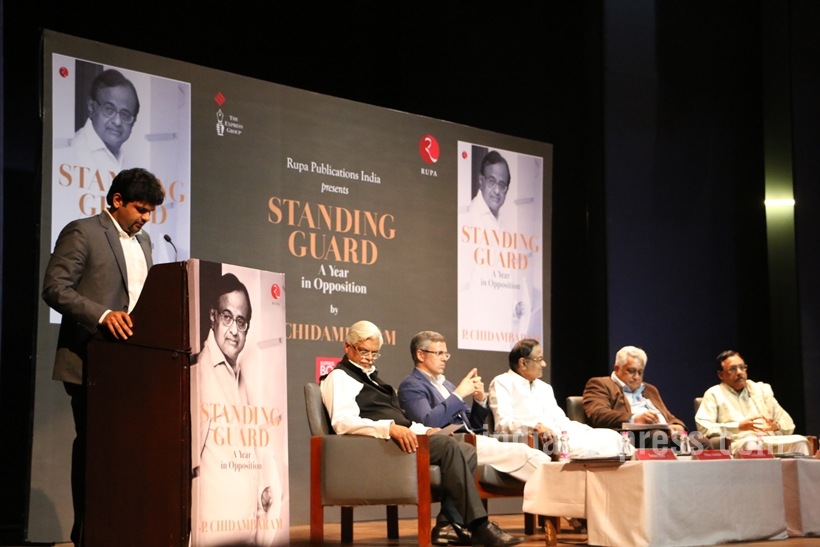 chidambaram, p chidambaram, chidambaram book launch, Standing Guard chidambaram, Standing Guard book launch, chidambaram indian express column, indian express chidambaram columns, across the aisle chidambaram, hidambaram, JNU row, Chidambaram JNU, JNU chidambaram, Chidambaram book, congress