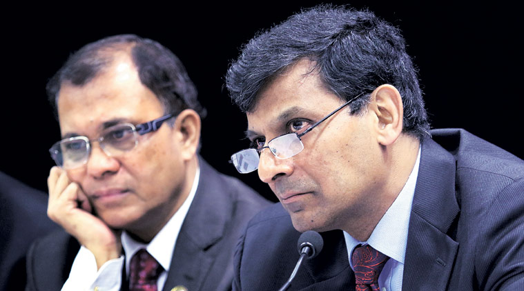 RBI Governor Raghuram Rajan with Deputy Governor H R Khan at a press conference at the central bank’s headquarters in Mumbai on Tuesday. (Source: Ganesh Shirsekar)