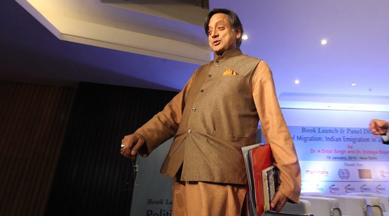 Congress mp Shashi Tharoor during the launch of book The political migration indian emigration in a globalized world in new delhi on monday.Express photo by Anil Sharma.18.01.2016