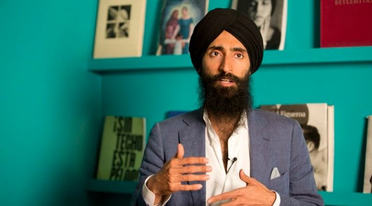 Waris Ahluwalia, a member of the Sikh community, gives an interview in Mexico City, Tuesday, Feb. 9, 2016. (AP Photo/Eduardo Verdugo)