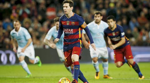 messi, messi penalty, barcelona, barcelona vs celta vigo, barca vs celta, suarez, messi suarez, messi penalty pass, football news, football