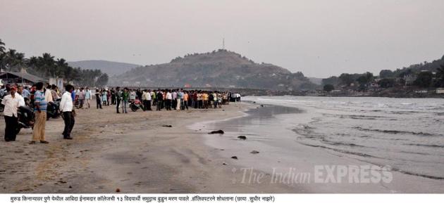 raigad, students drown, raigad students drowned, students drowned, murud beach, pune students, mumbai sea, raigad, pune news, maharashtra news, india news