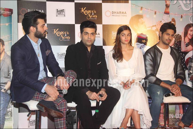 kapoor & sons, kapoor & sons press conference, alia bhatt, sidharth malhotra, fawad khan, karan johar, ratna pathak shah, rishi kapoor, shakun batra, rajat kapoor, entertainment