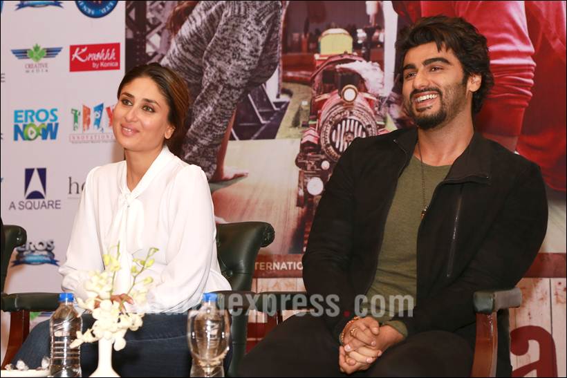 kareena kapoor, kareena kapoor khan, ki and ka, arjun kapoor, r balki, ki and ka conference, kareena kapoor press conference, ki and ka images, kareena kapoor pics, kareena kapoor arjun kapoor pics, arjun kapoor pics, kareena arjun pics, entertainment