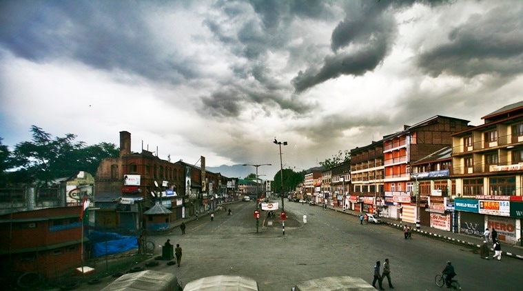 Deserted Lal Chowk in Srinagar. (Express Archive)