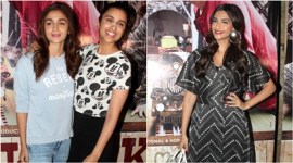 alia bhatt, parineeti chopra, sonam kapoor, ki and ka, ki and ka screening, alia parineeti, alia bhatt pics, jackky bhagnani, ra balki, gauri shinde, sonam kapoor pics, alia parineeti pics, entertainment