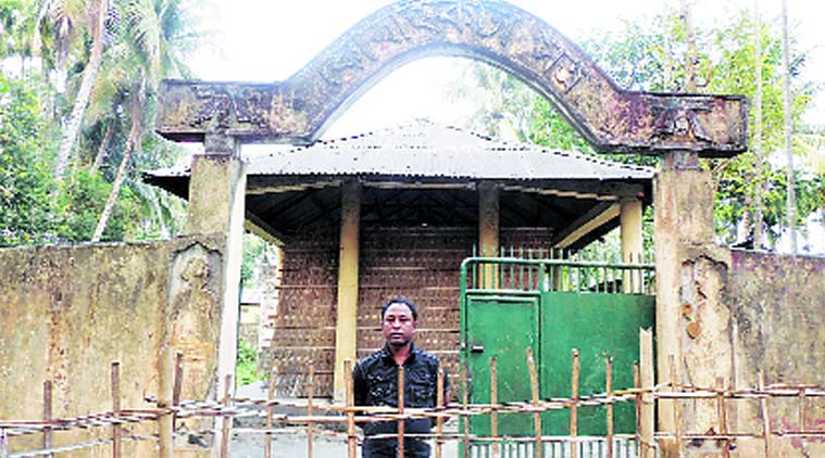 Bharat Saikia at Kobaikota satra, which has lost most of its land. Samudra Gupta Kashyap