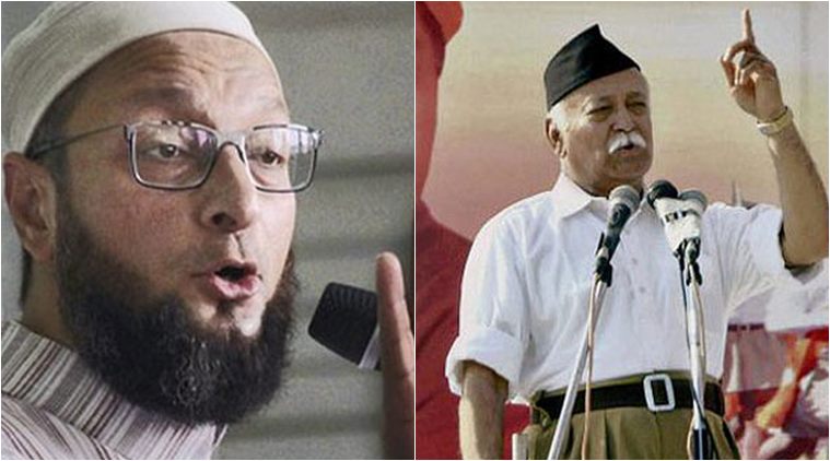 AIMIM Chief Asaduddin Owaisi (Left) and RSS Chief Mohan Bhagwat (Right)