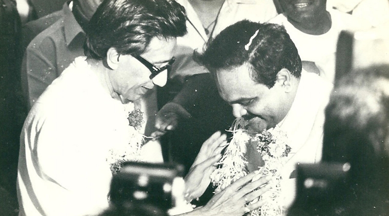 Political Leader Chhagan Bhujbal and Bal Thackarey. Express archive photo