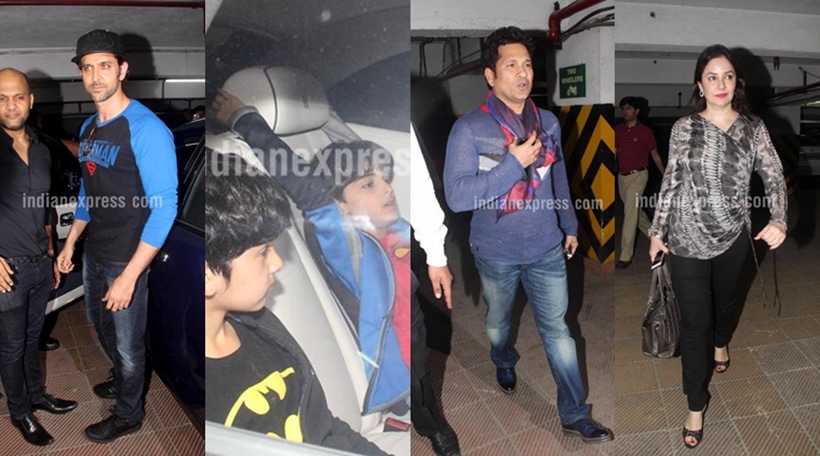 Batman Vs Superman, Batman vs superman: Dawn of Justice, Hrithik Roshan, Hrithik Roshan Sons, Hrehaan, Hridaan, Sachin Tendulkar, Vidyut Jamwal, Esha Deol, Abhay DEol, Karan Kundra, Anusha, Gaurav Chopra, Tanisha Mukerji, Zayed Khan, Akbar Khan, Batman vs Superman Screening, Batman vs Superman: Dawn of Justice pics