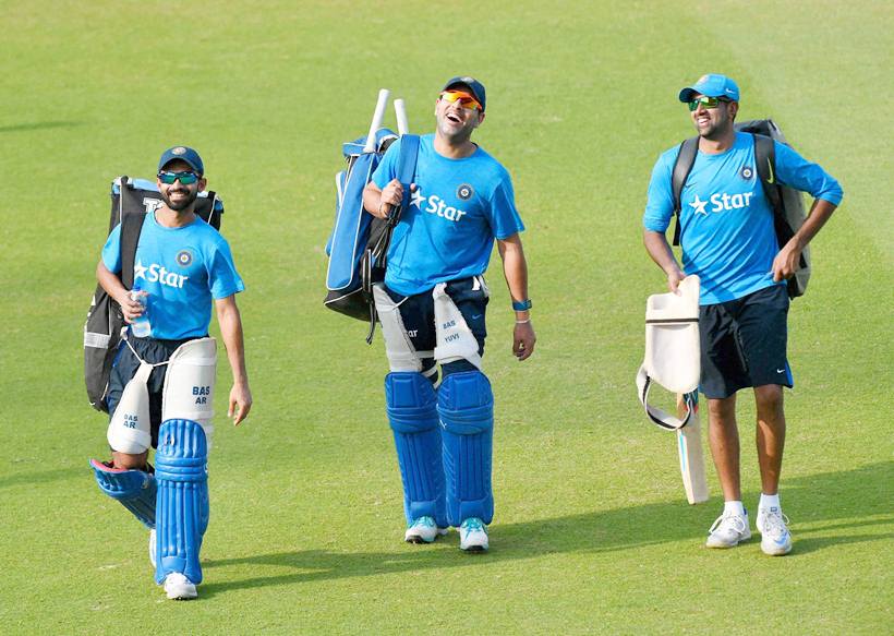 Ajinkya Rahane, Yuvraj Singh, Ravichandran Ashwin, Yuvraj, Yuvi, Ashwin, Rahane, Ashwin Australia, India vs Australia, Ind vs Aus, India Australia, India practice, cricket photos