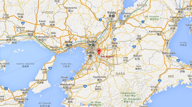The aircraft crashed near a runway at Yao airport in Osaka. (Source: Google Maps)