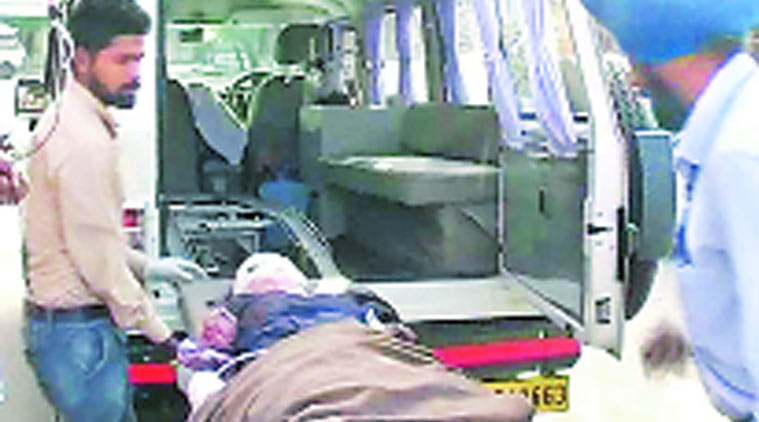 An injured Beerpal Kaur being shifted to a hospital in Patiala on Saturday
