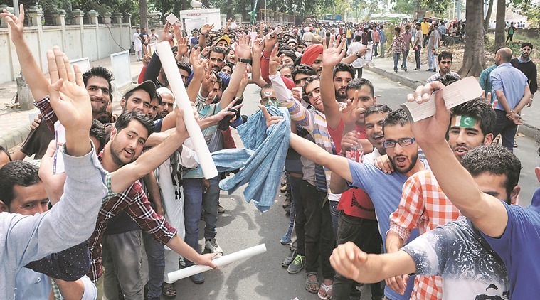 Spectators at Gate number 5 before entering the stands for World T20 match played between Pakistan and Australia at IS Bindra PCA Stadium in Mohali on Friday, March 25 2016. Express Photo by Kamleshwar Singh