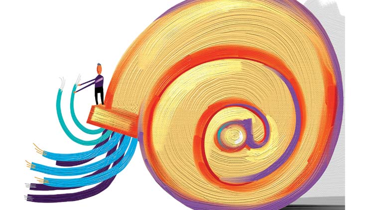 The project, once complete, will enable the Centre to provide e-services and e-applications nationally and a minimum of 100 Mbps bandwidth is to be made available at each GP with non-discriminatory access to the network for all categories of service providers. (Illustration : C R Sasikumar)