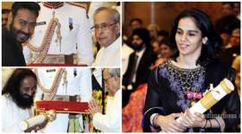 Padma, padma awards, padma award photos, padma awards 2016, sri sri, saina nehwal, ajay devgan, ajay devgn, ajay devgn awards, sania nehwal awards, anupam kher, anupam kher awards, narendra modi, modi photos,