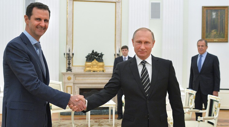 Russian President Vladimir Putin,  Bashar al-Assad, Putin-Assad meet, Kremlin, Russia, Syria, Putin Assad talks, Russia syria ties, world news, indian express news
