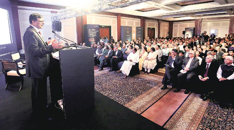RBI Governor Dr Raghuram Rajan delivering The First Ramnath Goenka Lecture in New Delhi on Saturday. Praveen Khanna