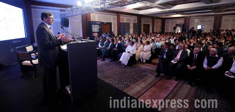 Ramanth Goenka lecture, RNG Lecture, Raghuram Rajan, RBI Governor Raghuram Rajan, Raghuram Rajan First RNG Lecture, Raghuram Rajan Ramanth Goenka Lecture, Dr Raghuram Rajan, Anant Goenka, Indian Express, Ramanth Goenka Lecture pics, RNG Lecture pics, RNG lecture Photos