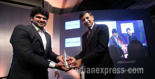 Ramanth Goenka lecture, RNG Lecture, Raghuram Rajan, RBI Governor Raghuram Rajan, Raghuram Rajan First RNG Lecture, Raghuram Rajan Ramanth Goenka Lecture, Dr Raghuram Rajan, Anant Goenka, Indian Express, Ramanth Goenka Lecture pics, RNG Lecture pics, RNG lecture Photos